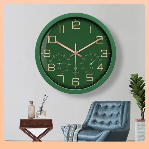 ⊿温湿度设计电波钟自动对时钟表挂钟客厅石英钟表免打孔时钟挂