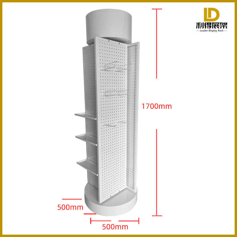 旋转样品展架订做 圆形落地挂钩展示架定制 发光金属货架挂件架