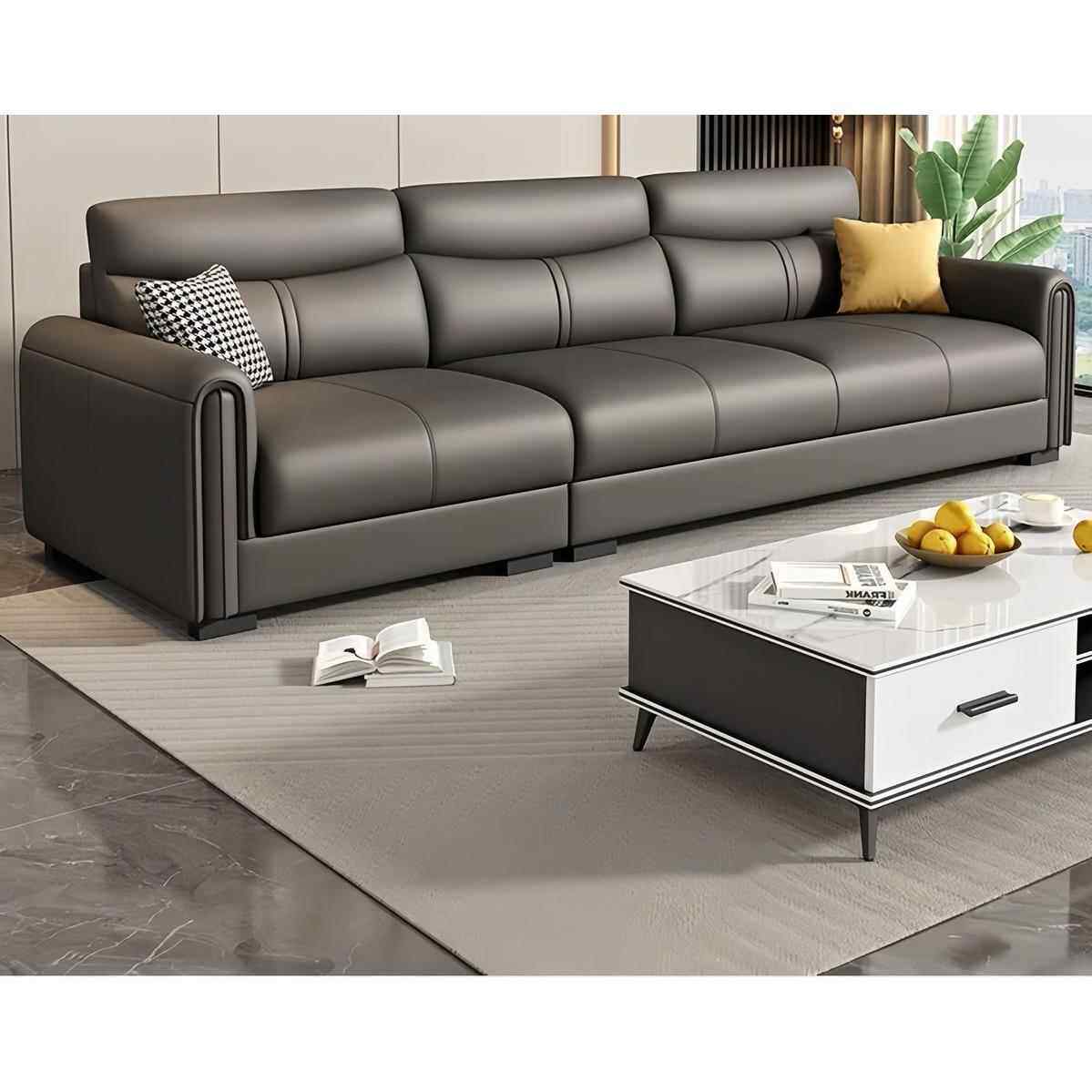 北欧猫抓皮沙发2026新款小户型直排贵妃直排三四人位真皮沙发组合