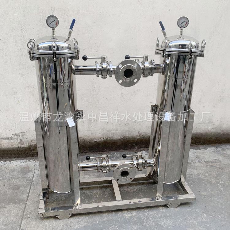 铣槽吊环式耐压10公斤镜面抛光不锈钢2号袋式双联过滤器送滤袋