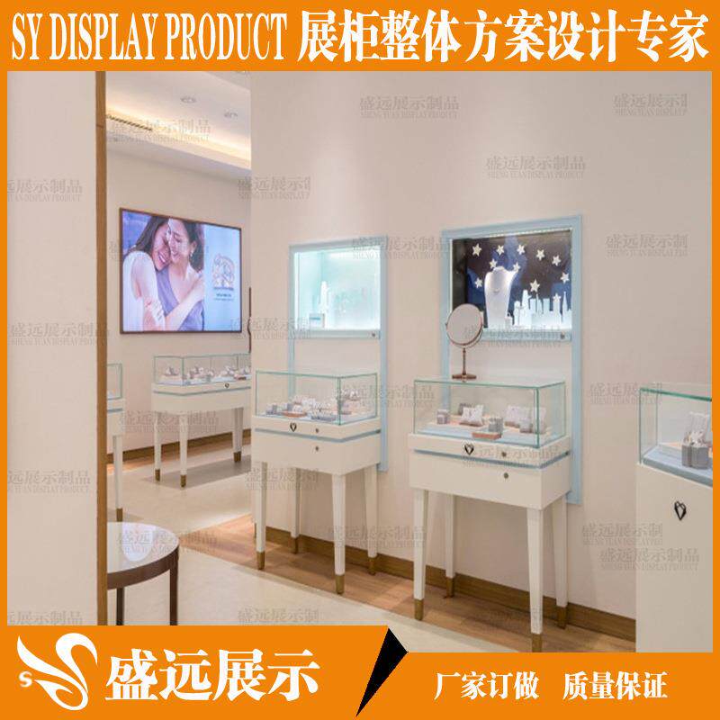 玻璃展示柜白色烤漆金银饰珠宝展示柜 黄金珠宝柜台珠宝展示柜