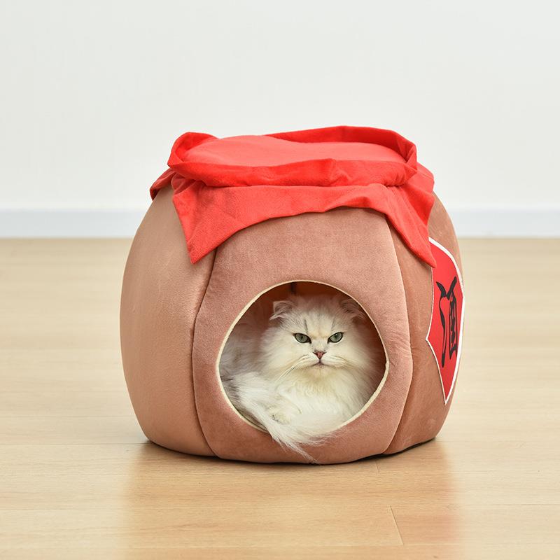 正品猫子窝冬季保暖窝中狗国风猫窝酒坛窝全封闭宠物狗狗猫咪宠物
