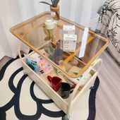 客厅奶油风边几可移动茶几现代沙发边柜创意零食收纳小推车置物架