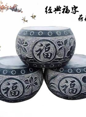 青石柱墩底座石墩子路障门口柱脚石空心柱皮石头圆墩凳柱顶石庭院