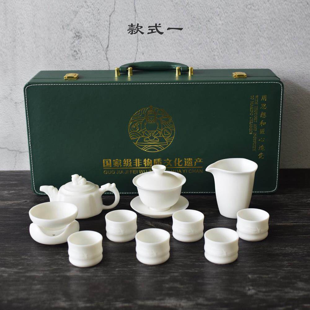 高档素烧羊瓷脂玉茶具年套装奢中国白陶瓷盖碗杯整套家用高档轻新