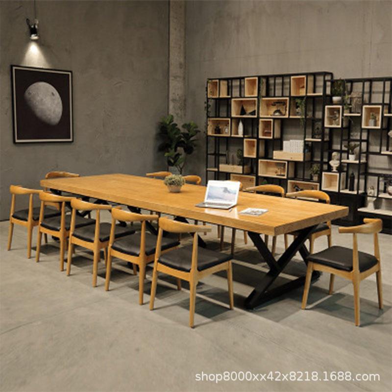 越古木办公议桌现代简约BGZ001长条桌loft椅办公桌实组会合小户型