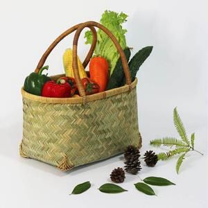 竹编篮子竹编菜篮手提篮手工编织竹制品包买菜篮采摘外出藤条提手