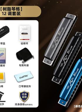 正品EASTOP东方鼎FAL2A布鲁斯T口琴1金属琴格成人专业孔演奏级练