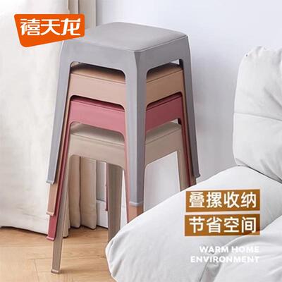 塑料高凳用家小凳革浴子D-9520室防滑客厅方艺凳可叠放皮四脚矮J&
