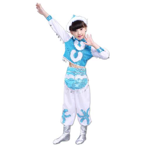 高档六舞蒙一儿童古演出服少蹈数民族表演服筷子舞服马蹄哒哒蒙族