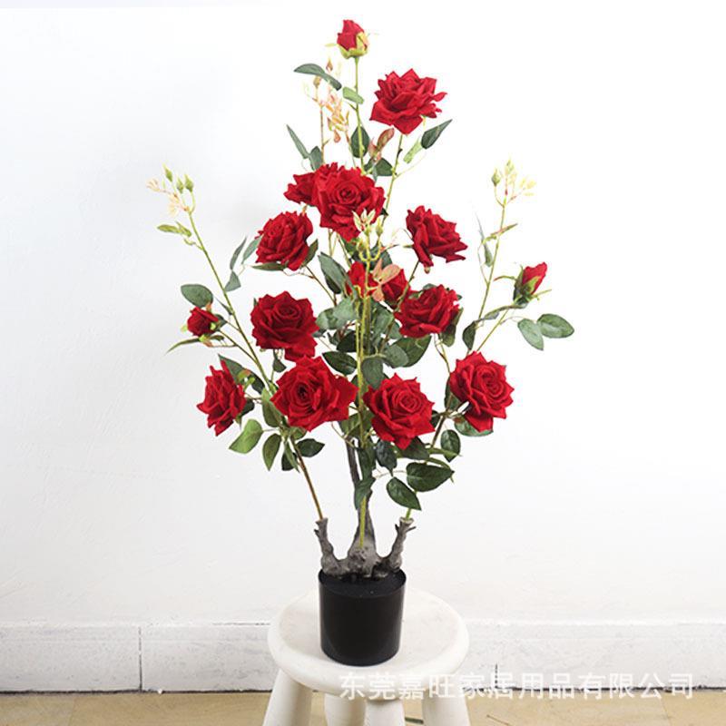 jw0876仿植真假布玫瑰花绒树客厅装饰仿生花桌面小盆栽可做仿真物