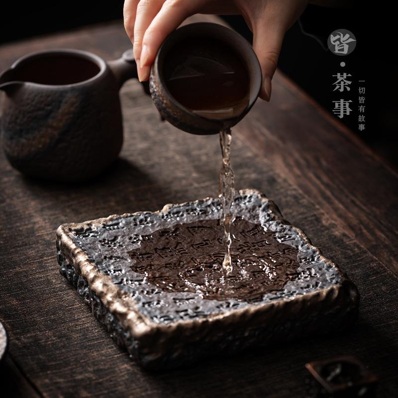 新款直销仿柴烧茶承壶承中式家用陶瓷托盘储水式迷你小茶台单个壶