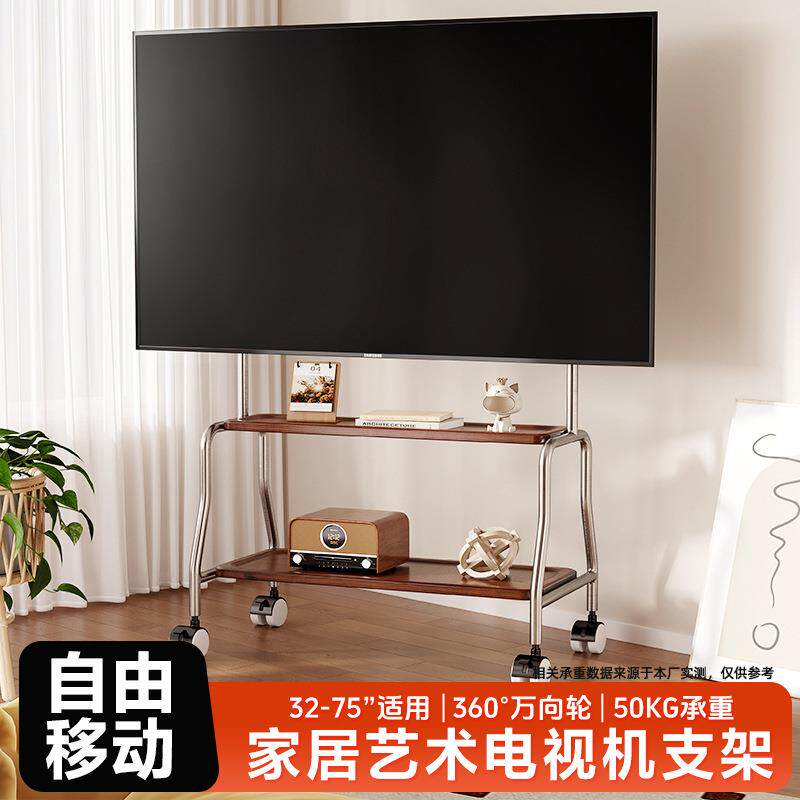 电视机落地支架可移动不锈钢带轮推车客厅卧室43/55/75寸通用挂架