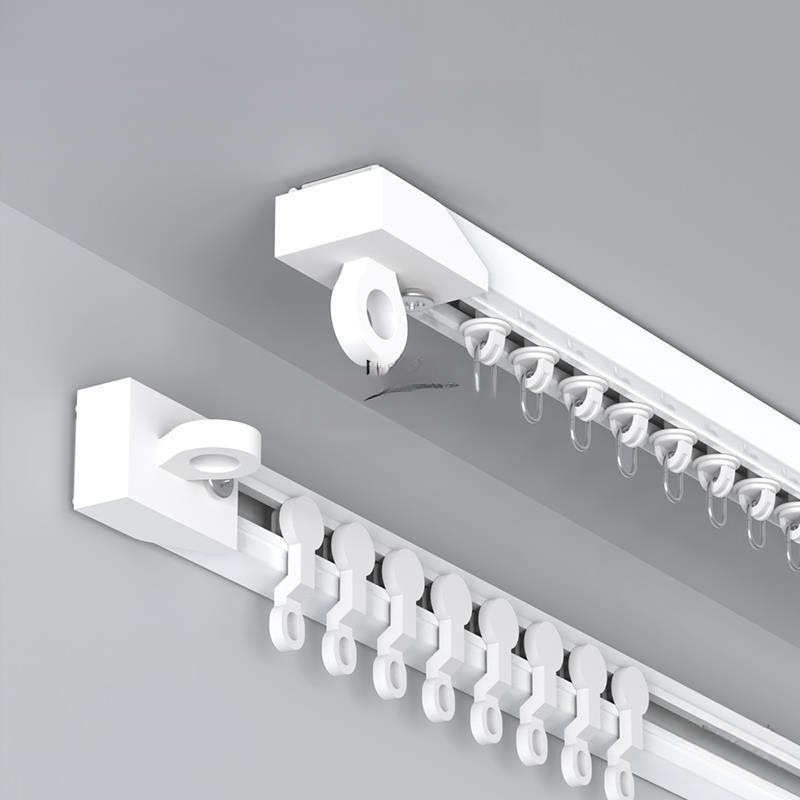 免打孔窗帘轨道滑轨挂钩式导轨窗帘杆床帘粘贴式免钉滑道滑轮单轨