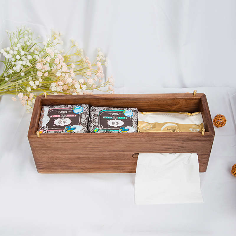 卫生间壁挂纸巾盒免打孔抽纸置物架厕所卫生纸卷架防水实木厕纸盒
