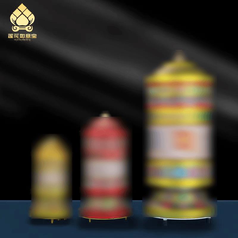 藏式电动转轮摆件家用合金彩绘简转经桌面玄关禅意金转筒藏族摆设