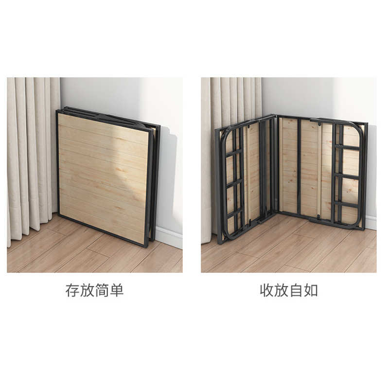 折叠床单人床实木简易床家用午休床简易铁床双人钢木折叠床