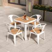 简约户外桌椅阳台庭院花园桌塑木露天防晒防水休闲奶茶店桌椅组合