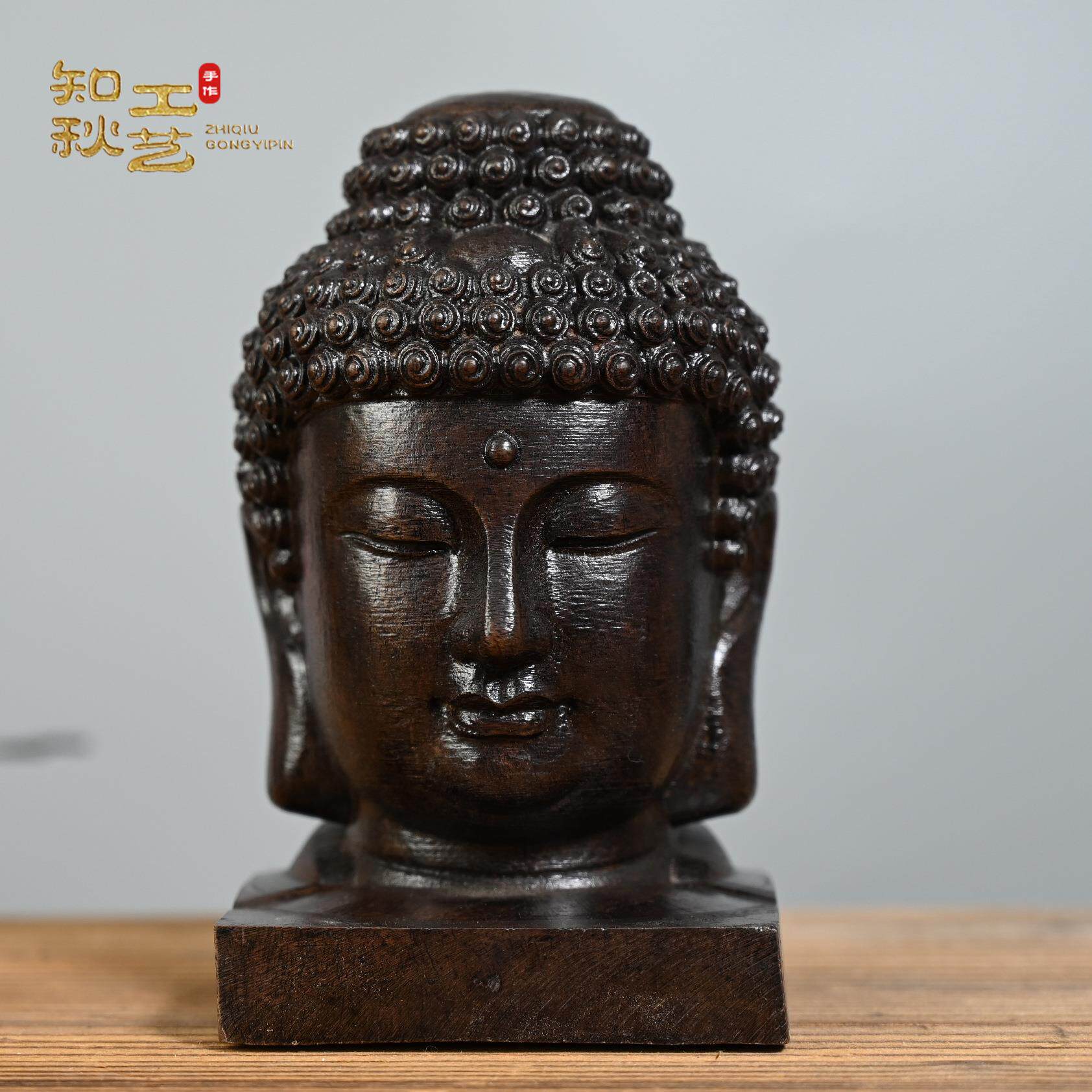 越南沉香木如来佛头木雕工艺品摆件 释迦摩尼头像家居办公摆饰