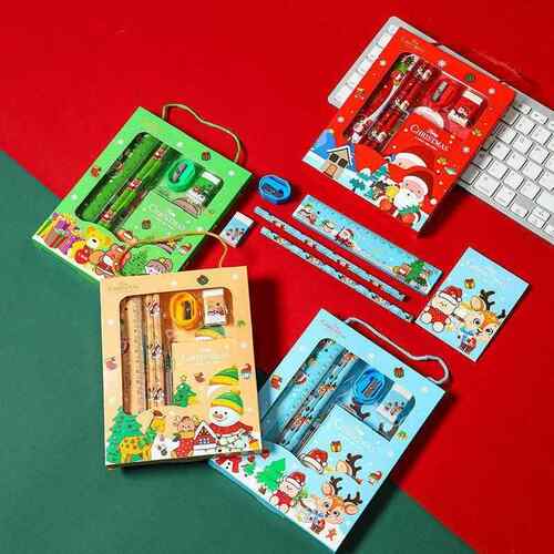 6pc Christmas Student Stationery Gift Box kids xmas Gift set