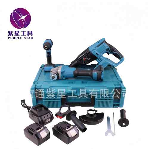 电动工具三件套装充电式锂电手电钻角磨机电锤外贸厂家