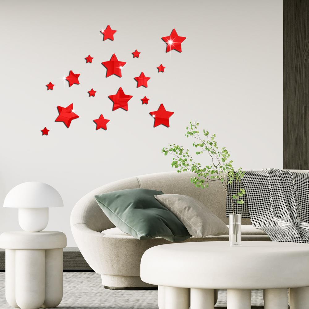 JM3254五角星星镜面墙贴卧室客厅贴纸墙壁装饰儿童房布置自粘定制