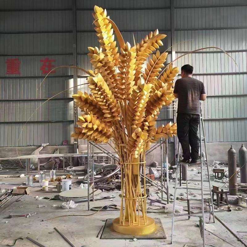 不锈钢麦穗雕塑仿真小麦植物金属农产品农场户外丰收装饰摆件