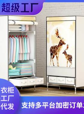 简易衣橱个性时尚卡通多功能收纳挂衣服家用卧室布衣柜