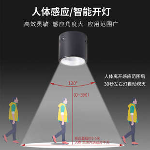 吊线吸顶免开孔工程过道楼梯间 LED消防应急筒灯人体红外感应明装