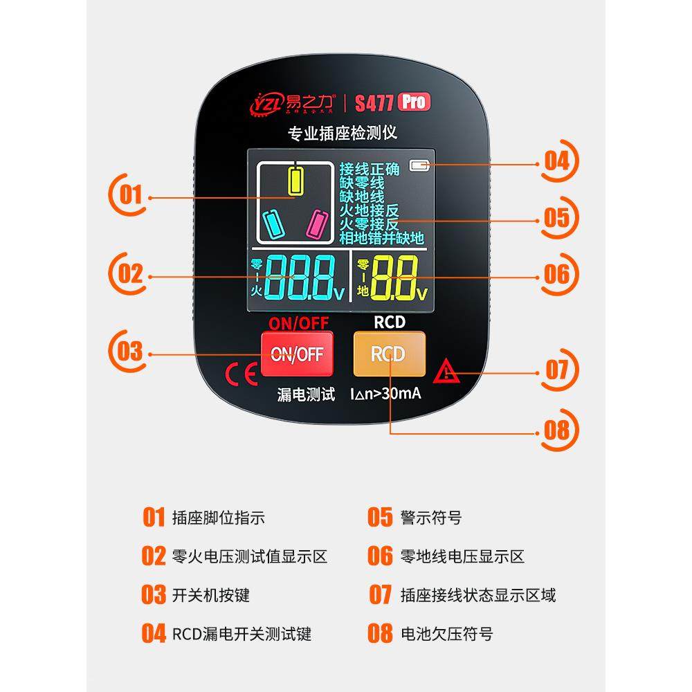 高档易之力s477数显验电器智能电源插座检相检测仪位测测试器仪专,五金/工具,其它仪表仪器,淘宝优惠券,粉丝福利购,淘宝优惠卷