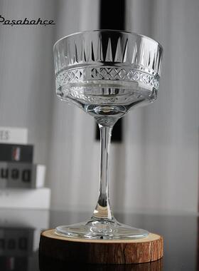 进口宽口马天尼香槟杯家用酒店吧台玻璃高脚红酒杯创意鸡尾酒杯子