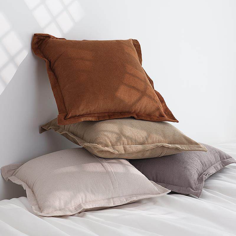 灯芯绒2024新款浅咖色长方形宽边民宿样板间椅子姜黄色靠枕抱枕 - 园翌峰行所爱专卖店出品