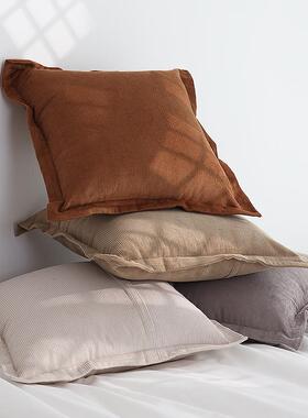 灯芯绒2024新款浅咖色长方形宽边民宿样板间椅子姜黄色靠枕抱枕