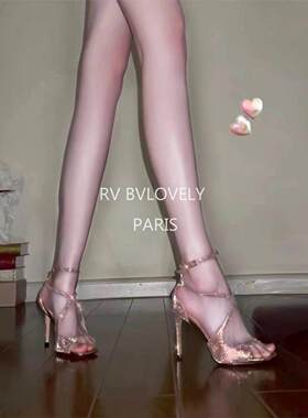 rv bvlovely2025性感淡粉色露趾方头鱼嘴名媛一字扣细跟高跟鞋