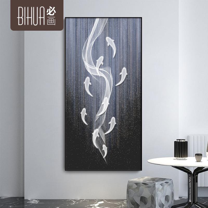 中上游九鱼图关装饰JSS-8235画新中式关壁画玄装饰式酒店走廊过道