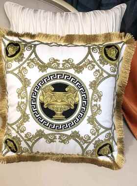 出口欧式复古样板间绒布厅抱枕奢华客轻piw2D27m皮沙发别大靠垫墅