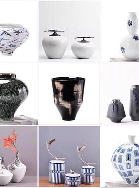 新中式桌面陶瓷摆件售楼处样板间客厅酒店书房茶室禅意装饰摆设