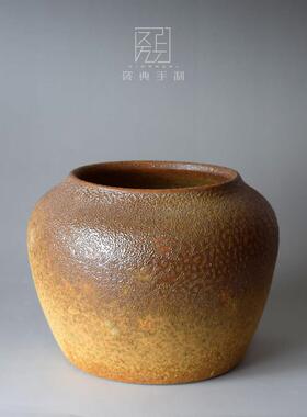 手工粗陶陶罐花瓶摆件现代简约欧式插花干燥花花器客厅家居软装饰
