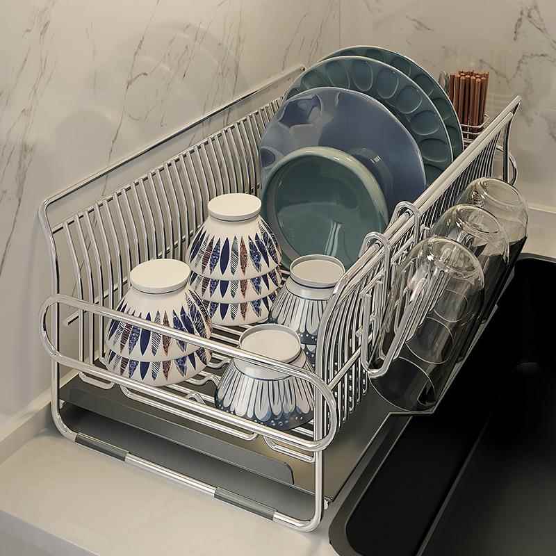 不锈钢碗架沥水架厨房置物架家用碗碟盘收纳架子多功能水槽沥水篮