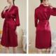 women nightgown Imitation cardigan sleeved short mid