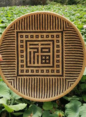 手工竹编簸箕农家竹筛果盘 贵州民间竹编艺品 家用竹制筛子