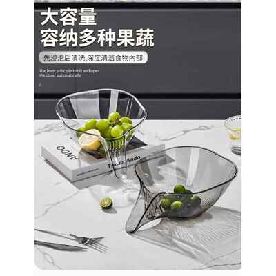 洗脸盆，排水筐洗米器，带柄洗米筛厨房家用新型多功能洗果盆