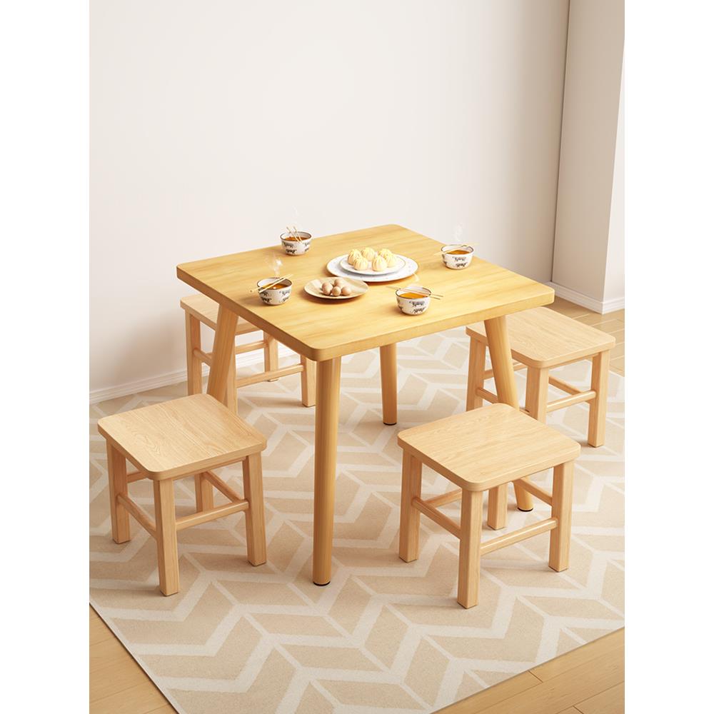 W7小桌子餐桌家用小户型简易吃饭方桌户外便携式简约客厅实木矮桌