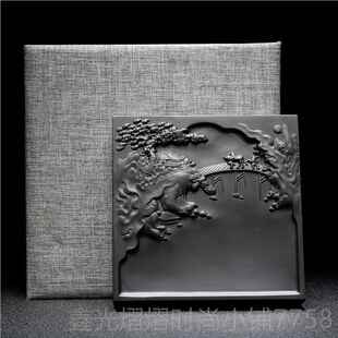 正品安徽歙房砚可磨书法砚台天非然原石方形收藏送礼文墨四宝端砚