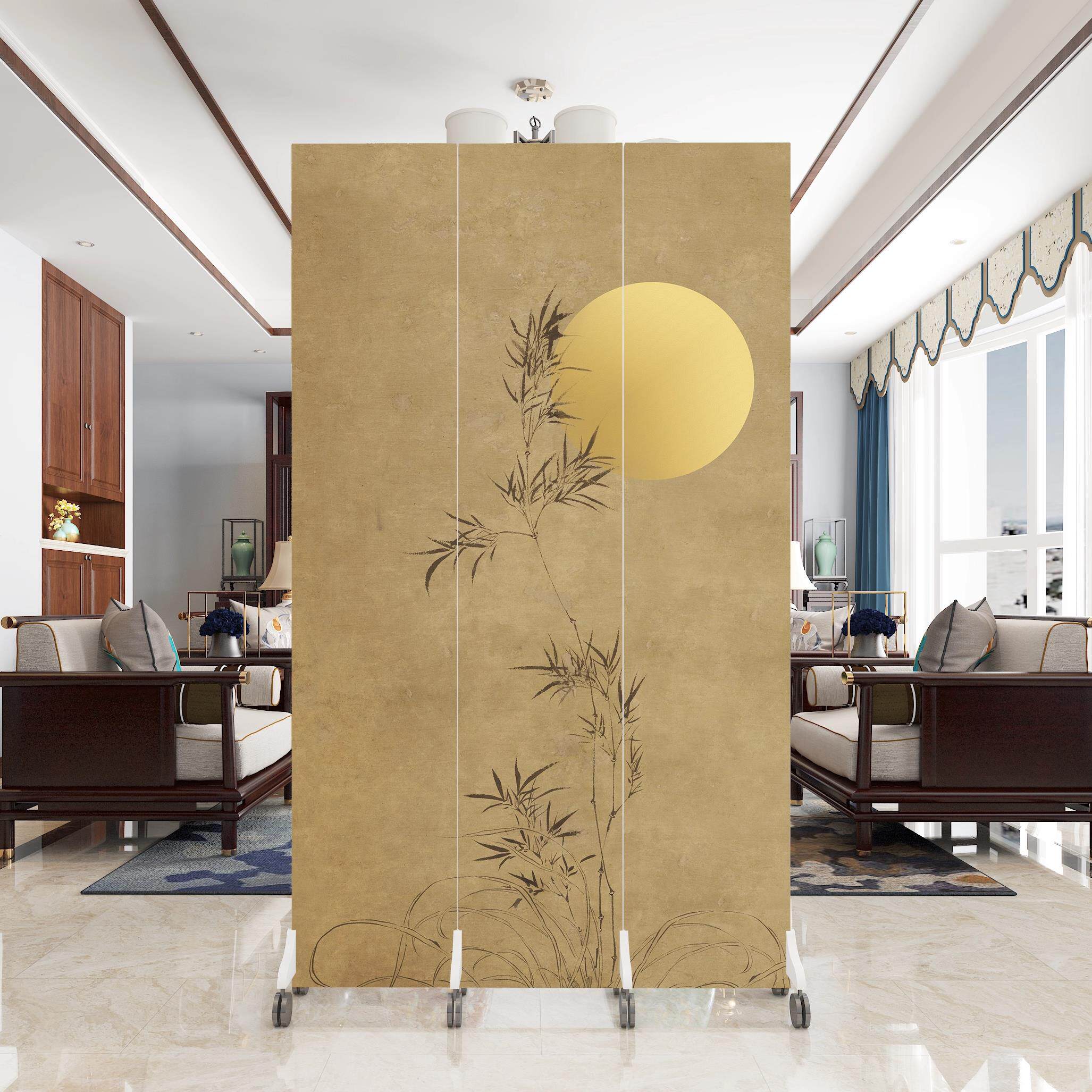 2025新中式屏风隔断简约客厅卧室折叠移动入户正对门禅意挡板假墙