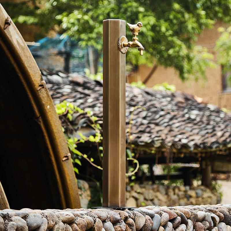 仿古304不锈钢户外动物水龙头防冻裂立柱庭院花园室外水龙头家用