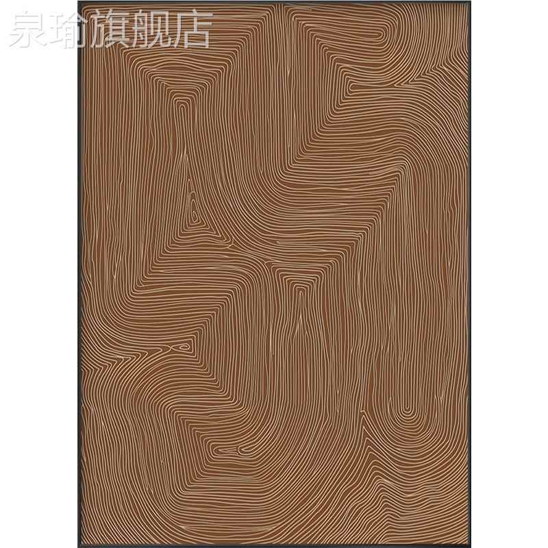 网红赤贫侘寂抽线条棕沙画色红发风玄背景墙装饰大气高档象入户关图片