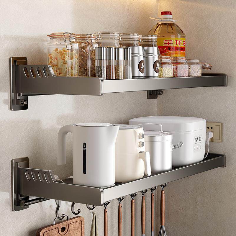 厨房置物架免打孔微波炉壁挂调料架墙上调味品收纳多功能家用大全