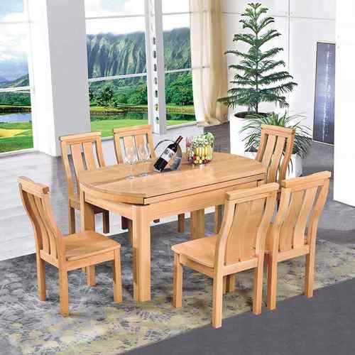 榉木全实式木220#跳台餐桌椅组合中伸缩折叠跳变圆桌台家可用吃饭