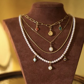 《化石》系列复古设计小众，高级感气质精致珍珠，纯银吊坠项链组合女
